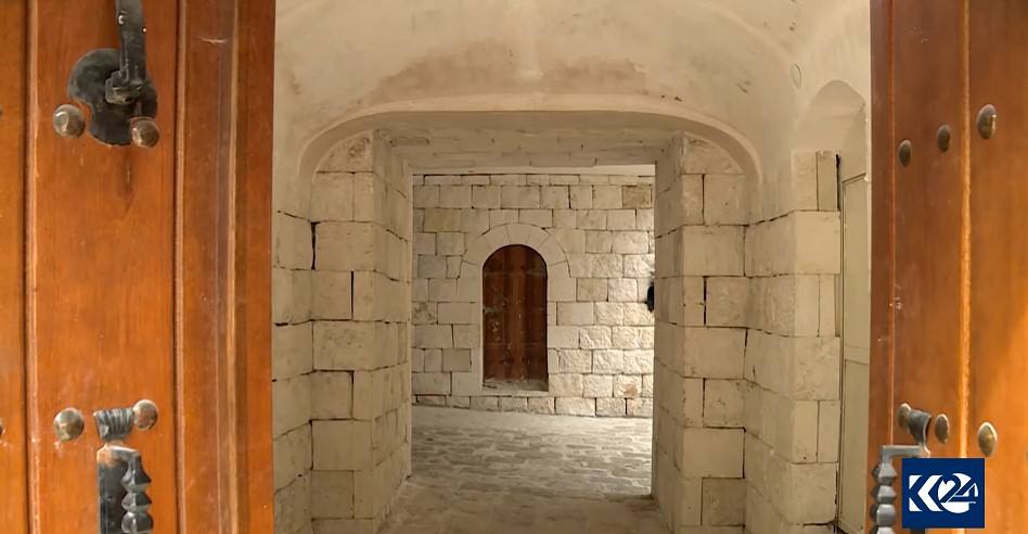 Renovation work by the KRG on the Pere-Khosh-Ava Yezidi shrine, Shekhan district, Kurdistan Region, April 8, 2022. (Photo: Kurdistan  24)